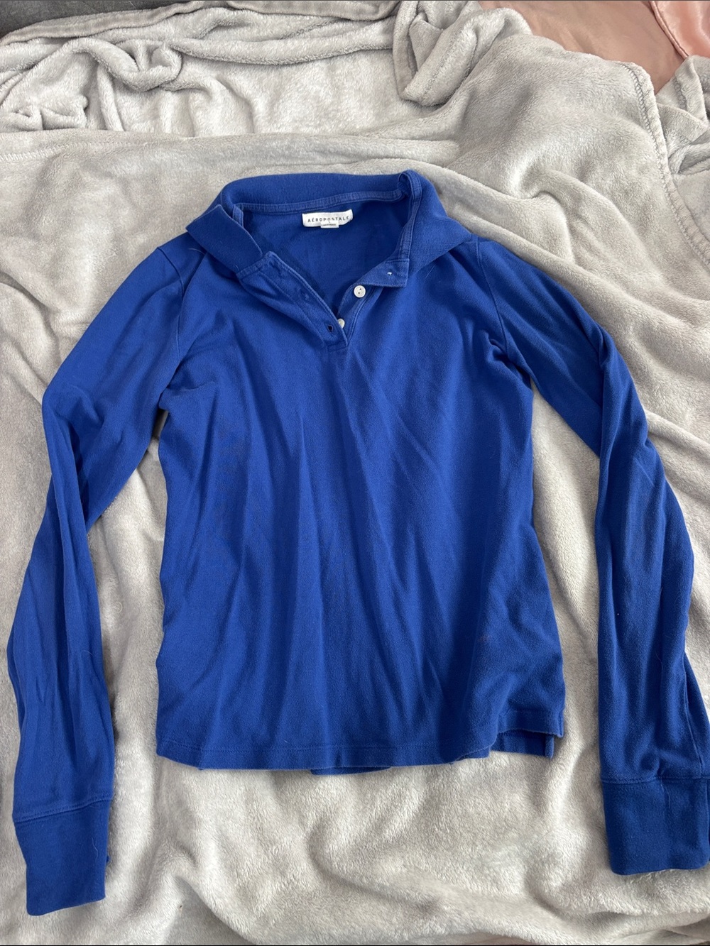 Aeropostale Cobalt Blue Long Sleeve Polo Shirt